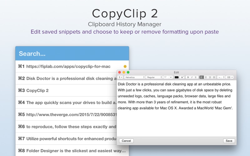 CopyClip 2 - Clipboard Manager Screenshot 03 sw76fry